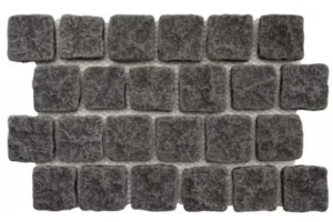 Basalt Schwartz Hand-Cut and Tumbled Cobble on mesh