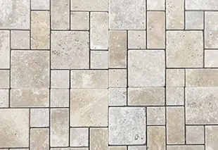 Nougat Tumbled Mini French Pattern Pattern travertine mosaic