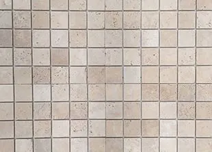 Nougat Tumbled Square travertine mosaic