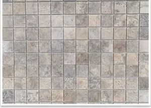 Silver Square 48×48 Tumbled Travertine Mosaic