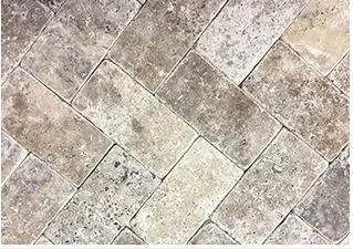 Silver Brick Shape Tumbled Travertine Mosaic